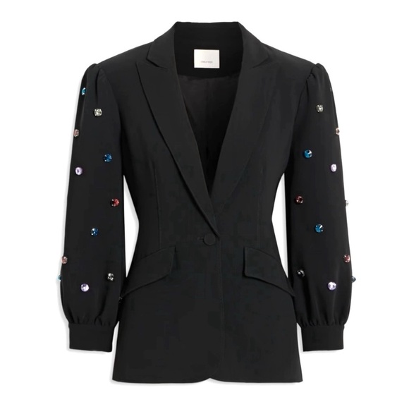 Cinq a Sept Amie Bejeweled 3/4” Puff Sleeve Tailored Fitted Blazer Size 4 NEW - Picture 11 of 15